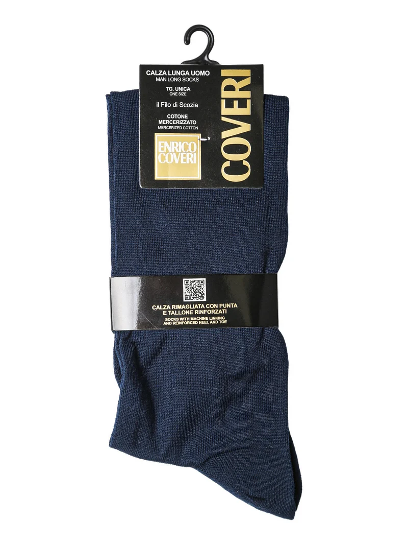 Calze lunghe uomo in cotone Filo di Scozia - blu