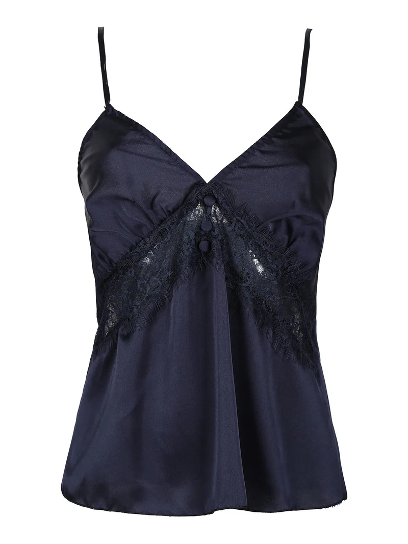 Top donna effetto raso - blu scuro