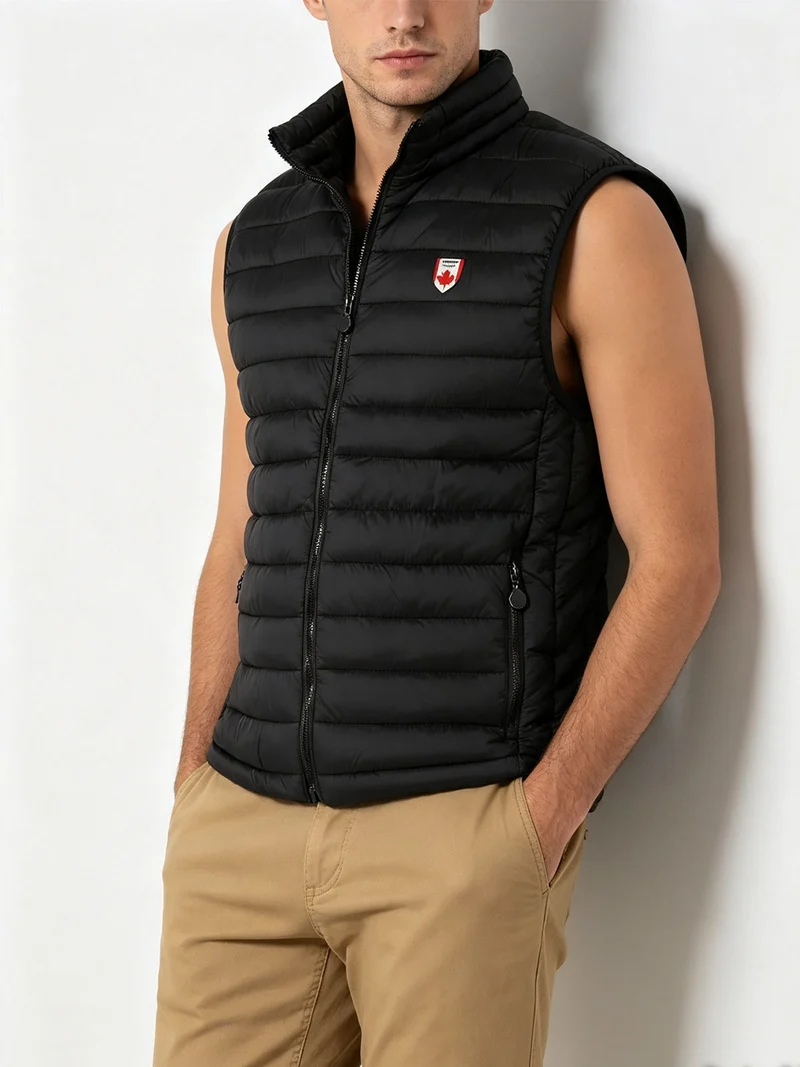 Smanicato imbottito da uomo con zip - nero