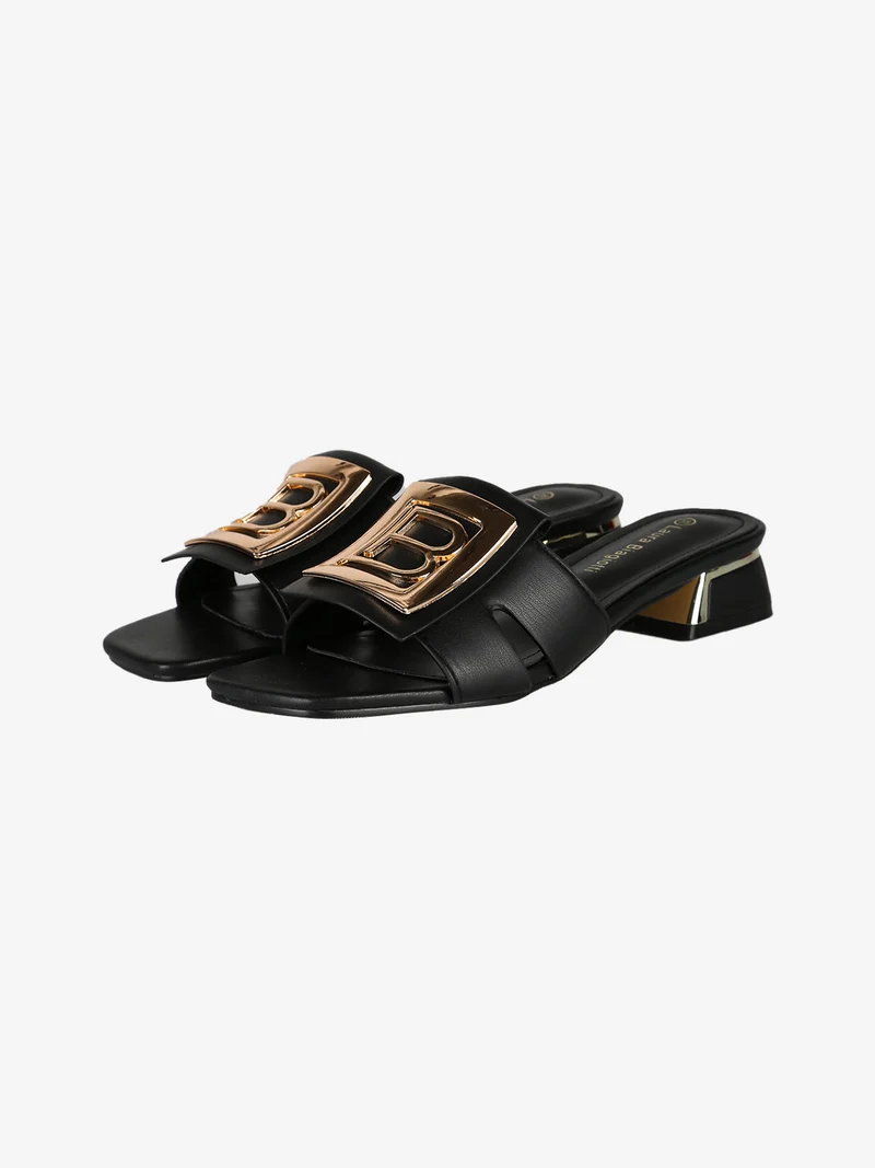 Ciabatte donna con tacco basso - nero