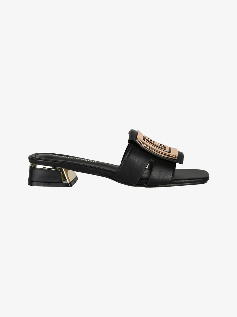 Ciabatte donna con tacco basso - nero