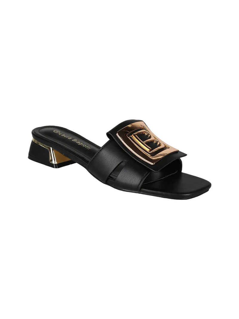 Ciabatte donna con tacco basso - nero