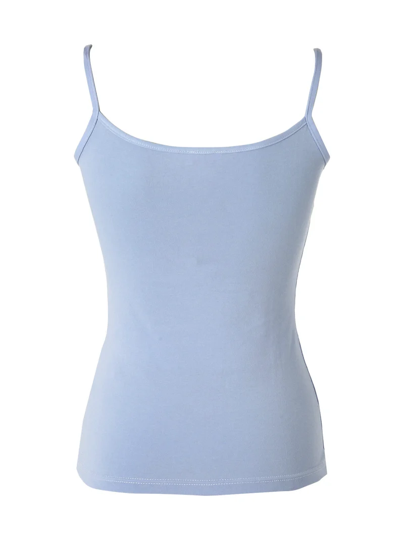 Canotta donna in cotone bielastico a spalla stretta - azzurro