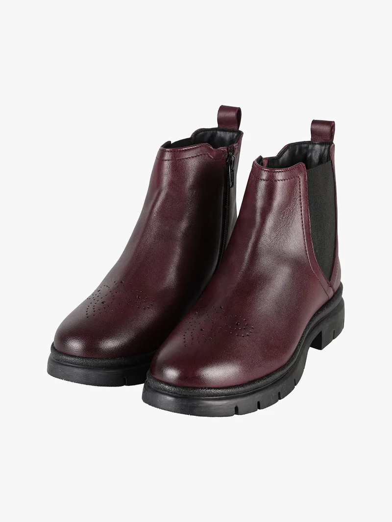 Stivaletti donna in pelle con zip - bordeaux