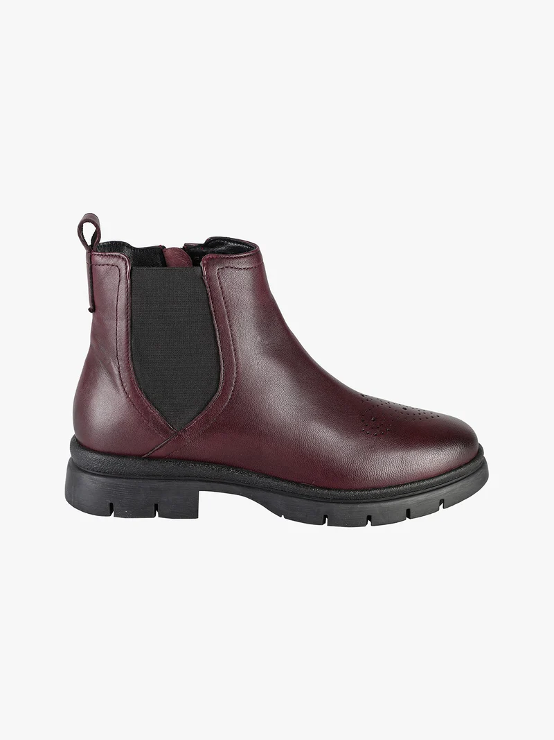 Stivaletti donna in pelle con zip - bordeaux