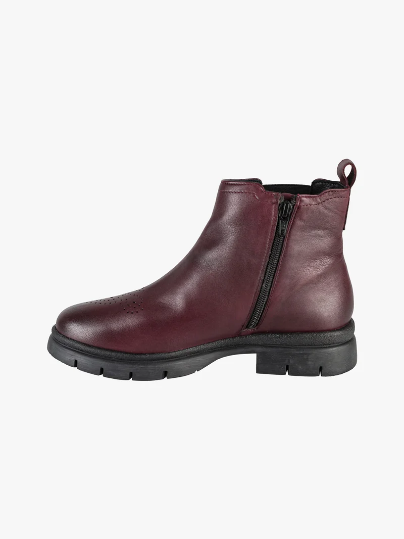 Stivaletti donna in pelle con zip - bordeaux