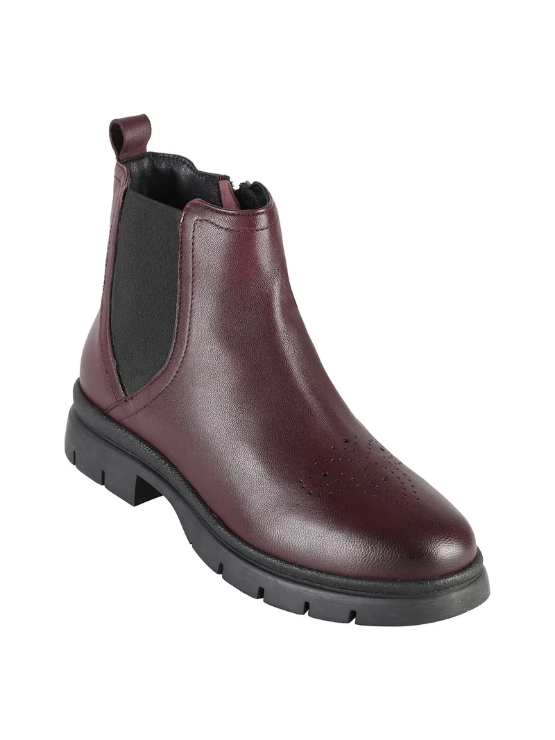 Stivaletti donna in pelle con zip - bordeaux
