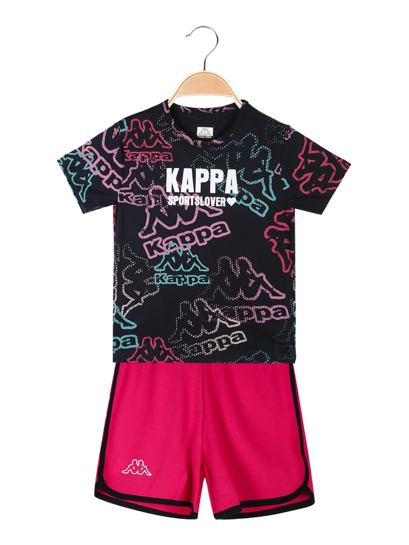 Completo corto 2 pezzi in cotone da bambina con t-shirt e shorts - blu scuro