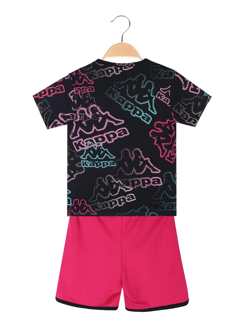 Completo corto 2 pezzi in cotone da bambina con t-shirt e shorts - blu scuro
