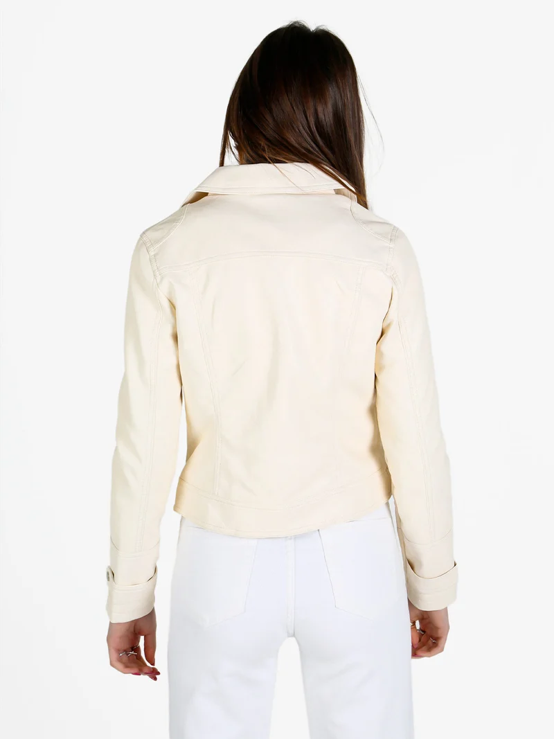 Giacca donna biker in ecopelle - beige