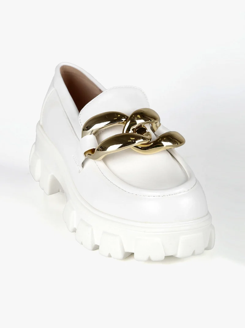 Mocassini donna con tacco platform - bianco