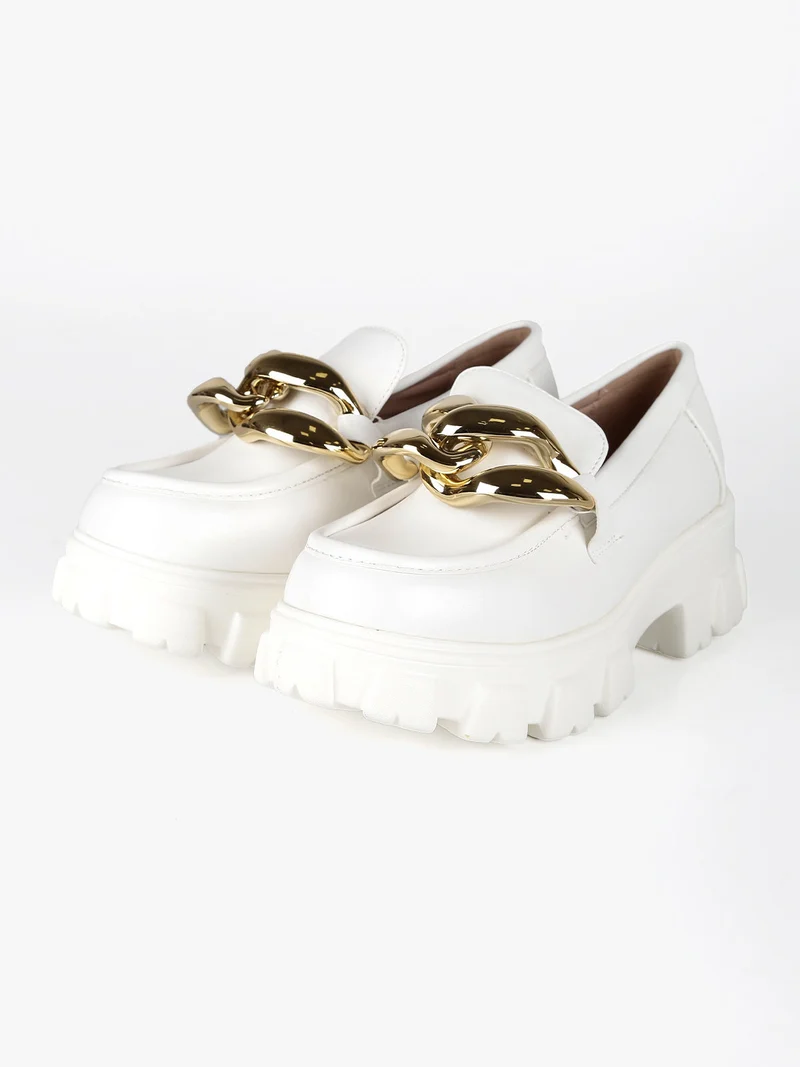 Mocassini donna con tacco platform - bianco