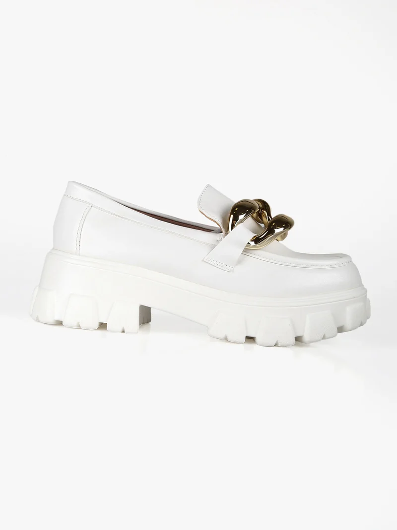 Mocassini donna con tacco platform - bianco