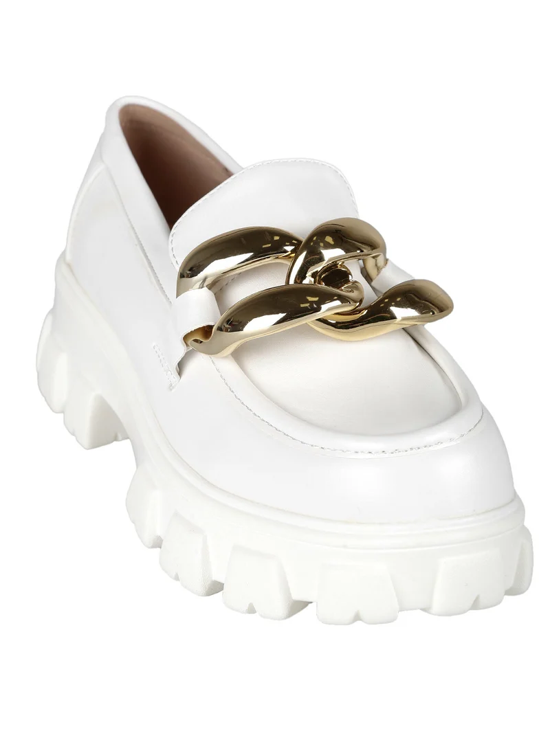 Mocassini donna con tacco platform - bianco