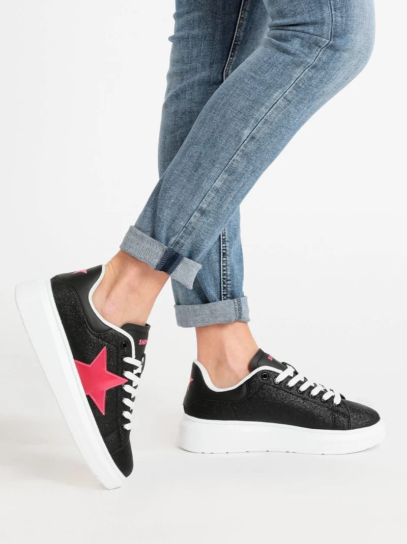 Sneakers donna glitter - nero