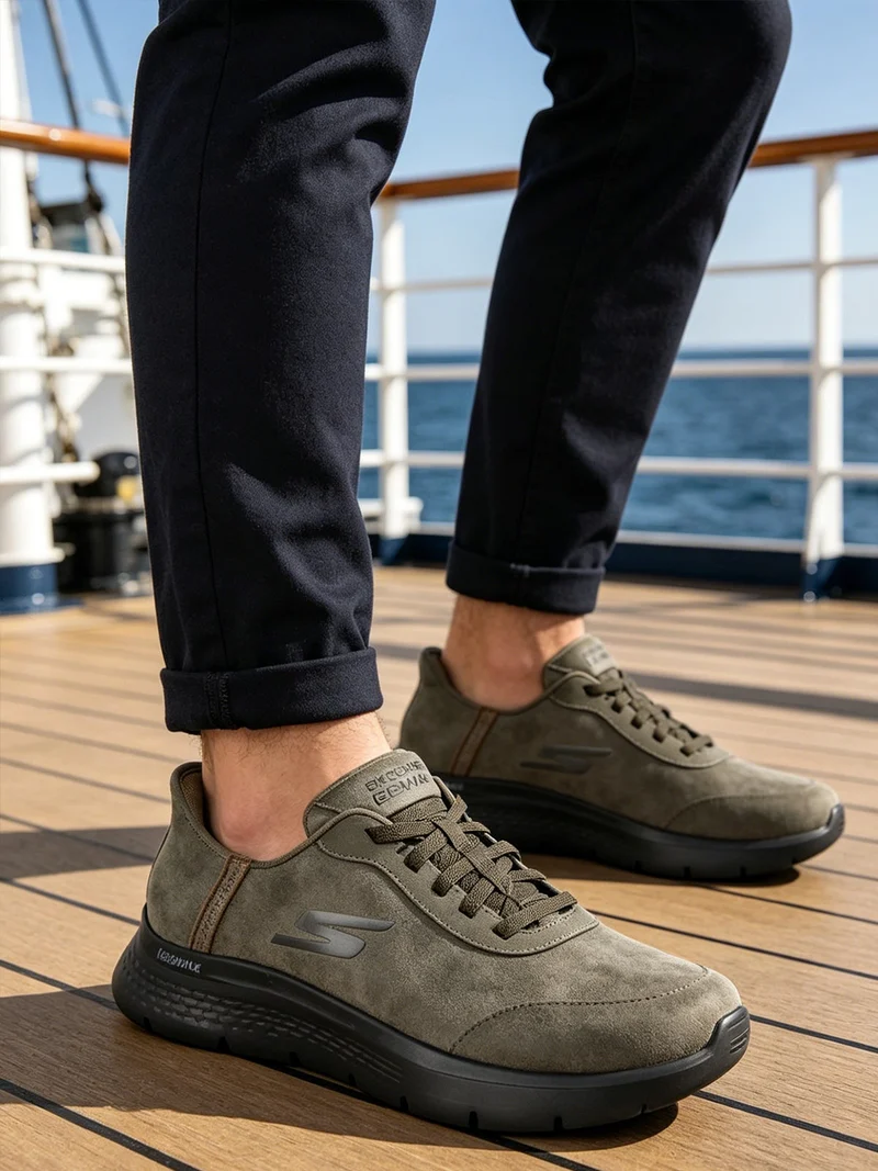 GO WALK FLEX SMOOTH Sneakers in pelle da uomo - Oliva