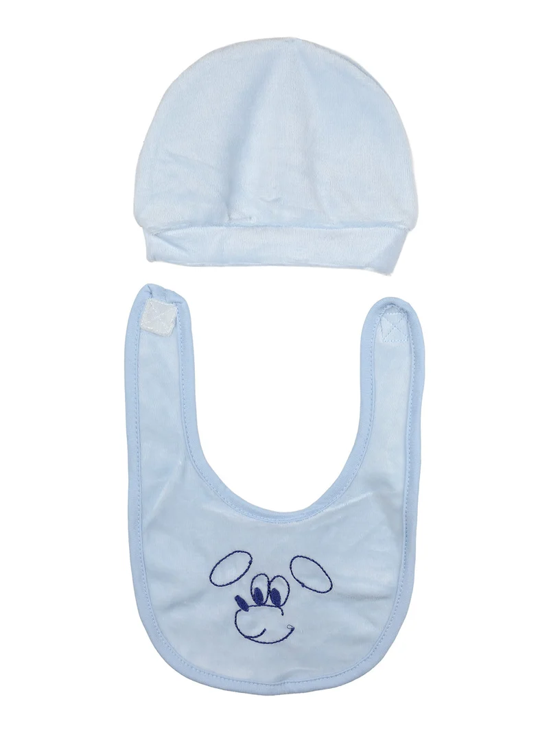 Completo lungo da neonato in ciniglia con accessori - azzurro