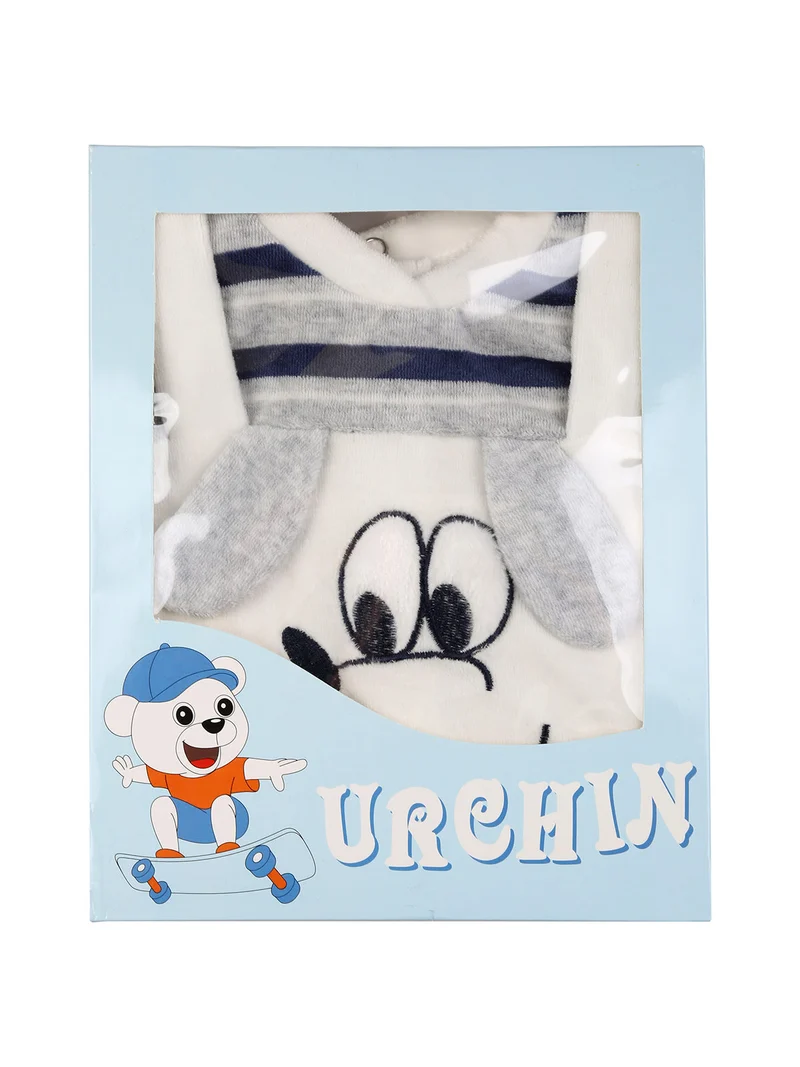Completo lungo da neonato in ciniglia con accessori - azzurro