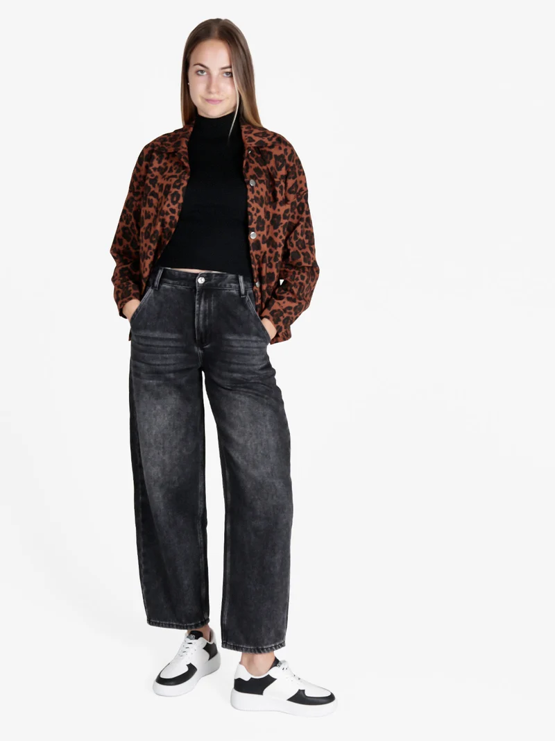 Giacca camicia donna oversize maculata - marrone