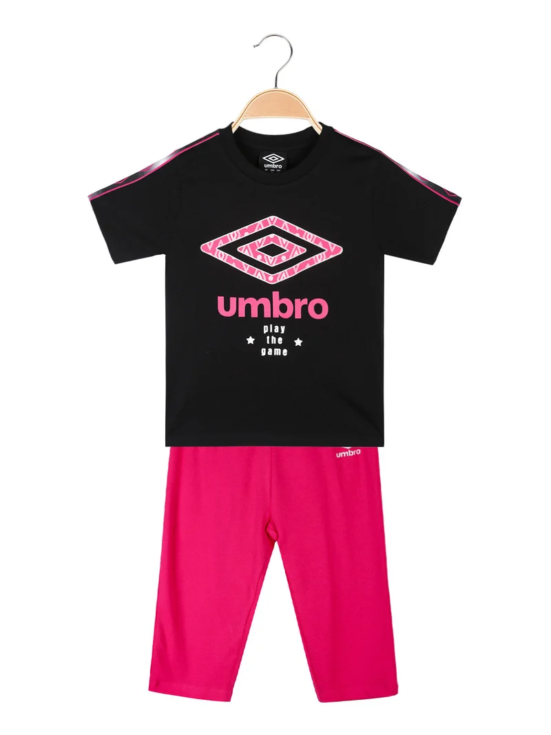 Completo 2 pezzi in cotone da ragazza con t-shirt e leggins - nero