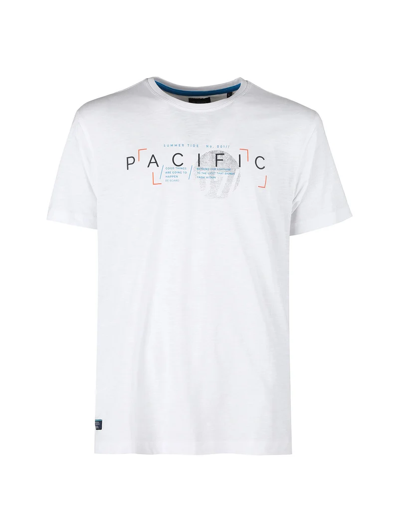 T-shirt uomo in cotone con stampa scrtita - bianco