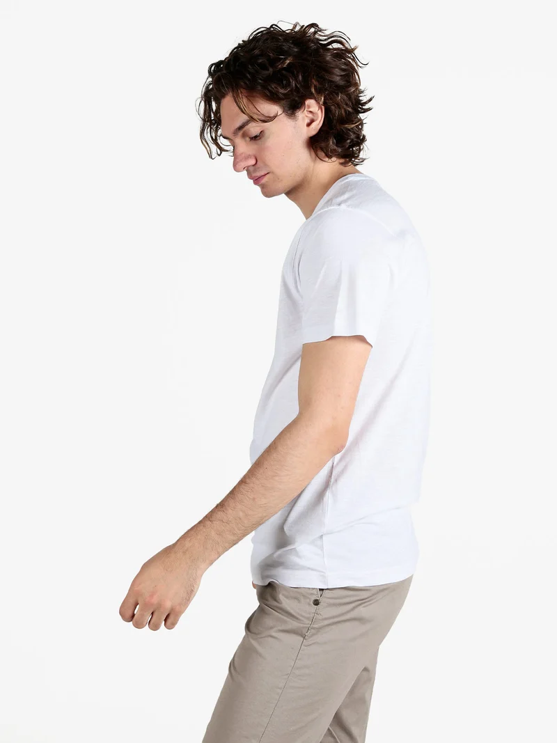 T-shirt uomo in cotone con stampa scrtita - bianco