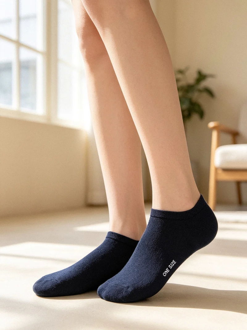 Calze corte sneaker da donna in cotone mercerizzato - blu scuro