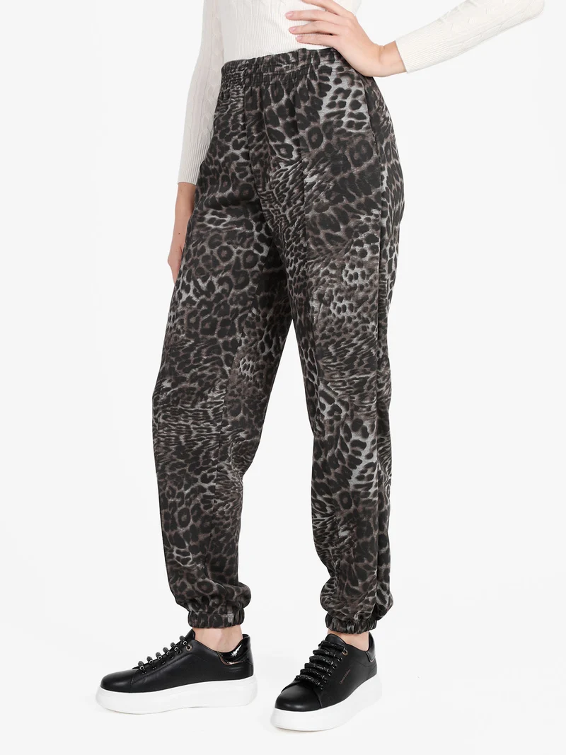 Pantaloni animalier da donna modello jogger - multicolore