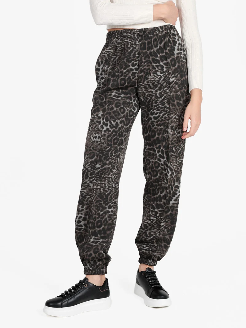 Pantaloni animalier da donna modello jogger - multicolore