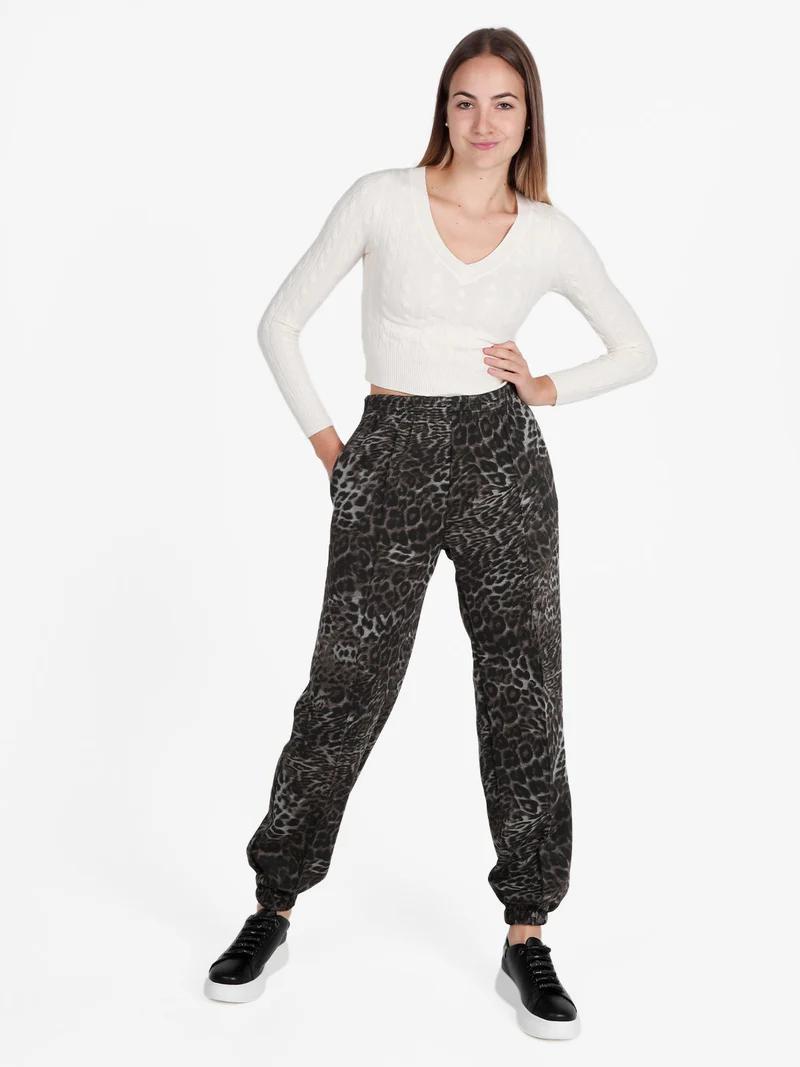 Pantaloni animalier da donna modello jogger - multicolore