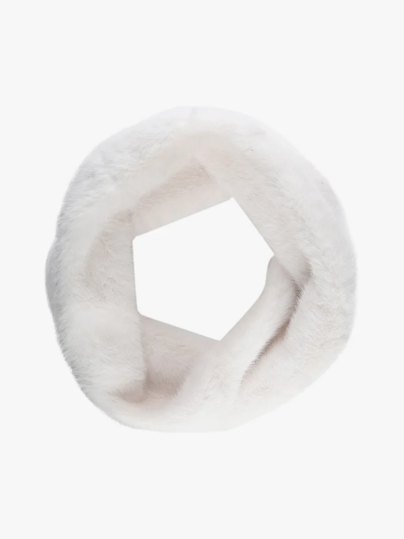 Sciarpa donna ad anello in pelliccia sintetica - bianco