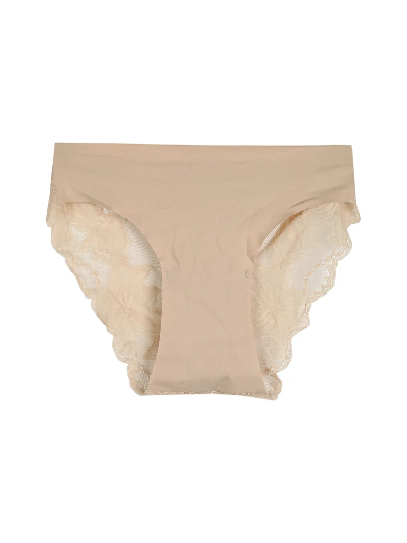 Slip donna taglio laser in cotone e pizzo - nudo