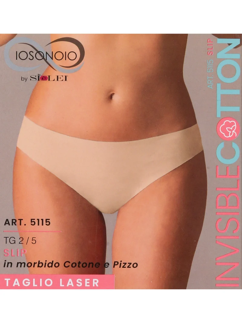 Slip donna taglio laser in cotone e pizzo - nudo