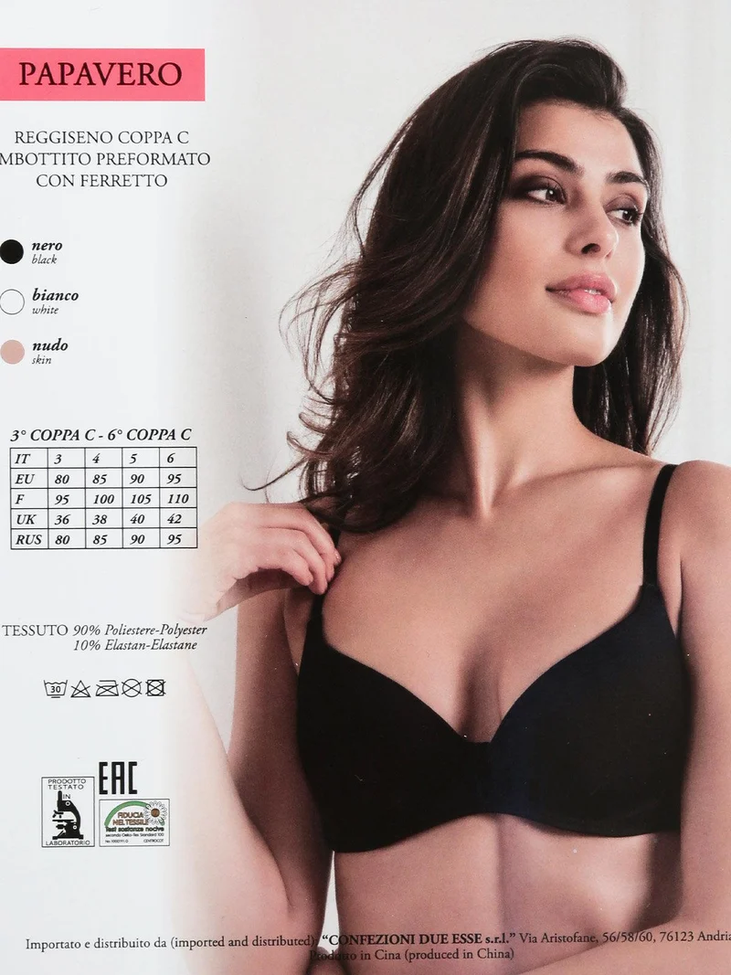 reggiseno imbottito PAPAVERO coppa C - nero