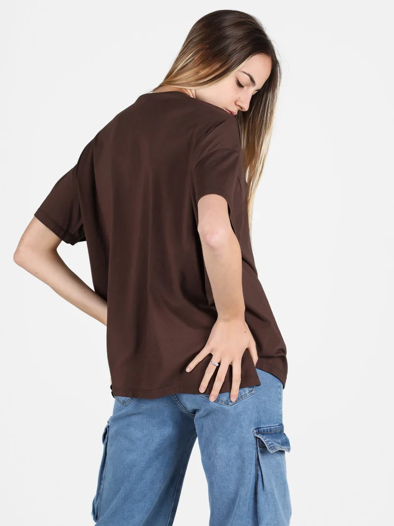 Maxi t-shirt donna oversize in cotone - moro