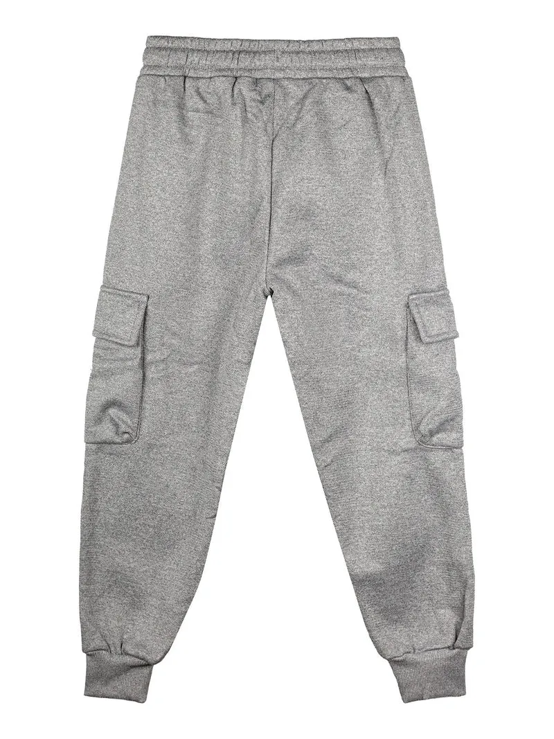 Pantaloni cargo da bambino con coulisse e catena decorativa - grigio