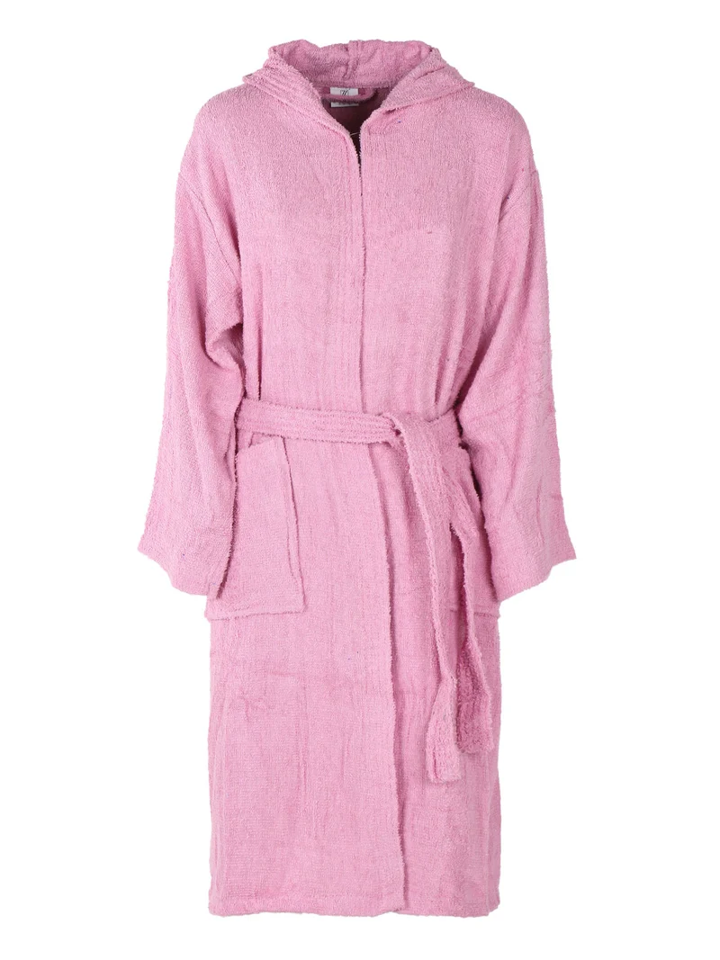 Accappatoio unisex in spugna di cotone con cappuccio - rosa