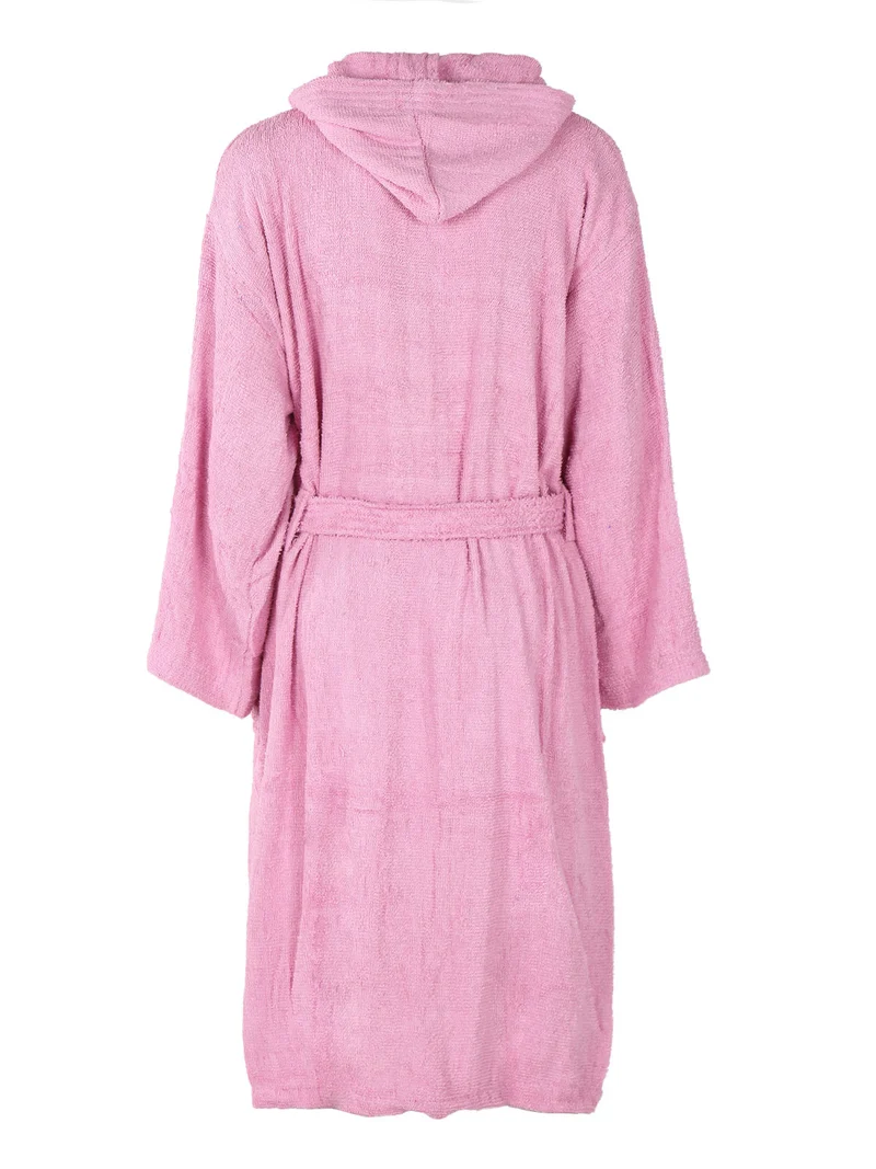 Accappatoio unisex in spugna di cotone con cappuccio - rosa