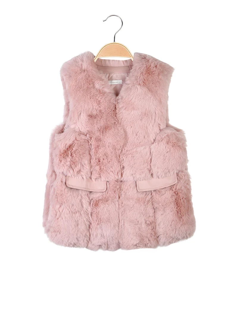 Smanicato da bambina in ecopelliccia - rosa