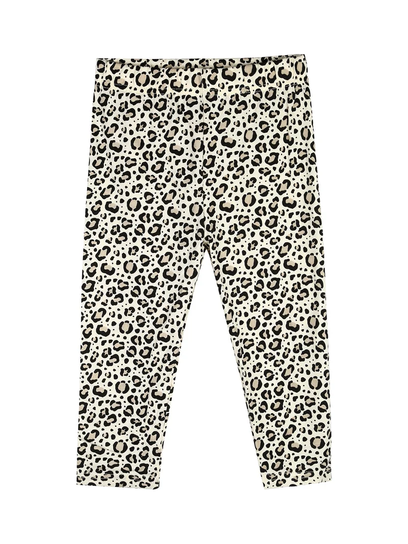 Completo bambina 2 pezzi con t-shirt e leggings maculati a 3/4 - giallo