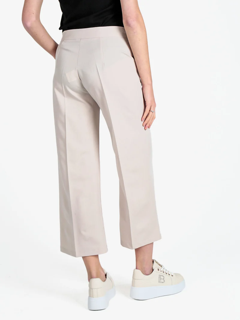 Pantaloni da donna crop a palazzo - beige