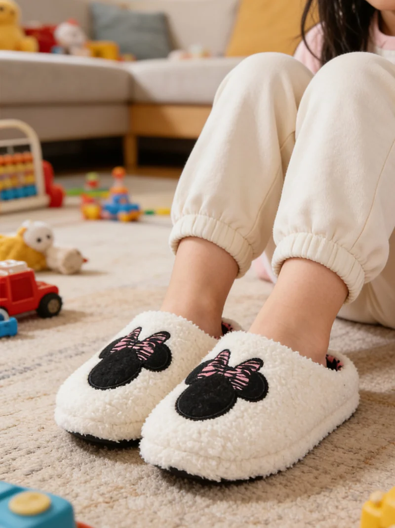 Minnie pantofole invernali da ragazza - panna