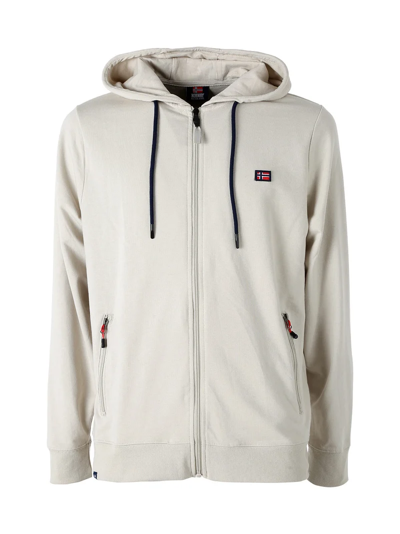 Felpa da uomo full zip con cappuccio - beige