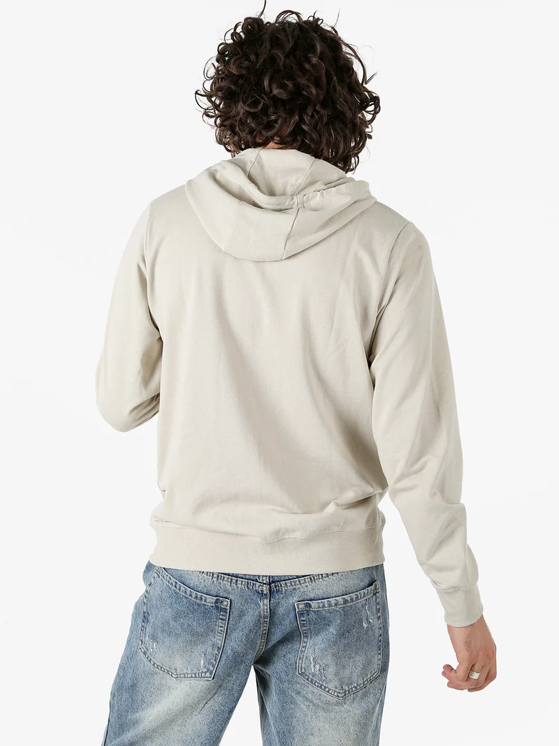 Felpa da uomo full zip con cappuccio - beige