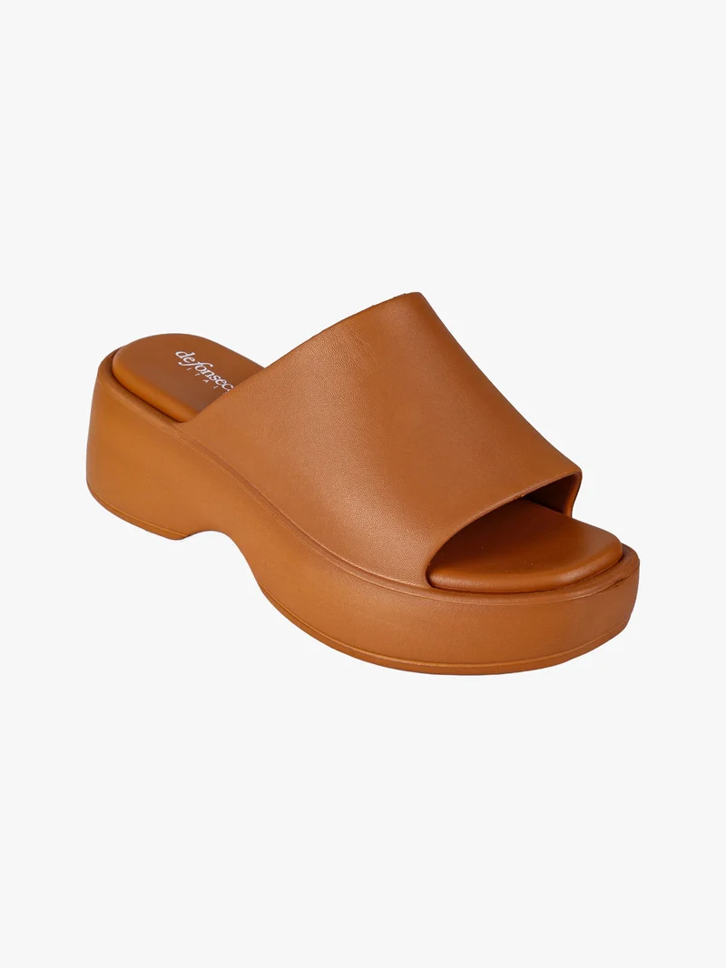 Ciabatte donna con platform - cuoio
