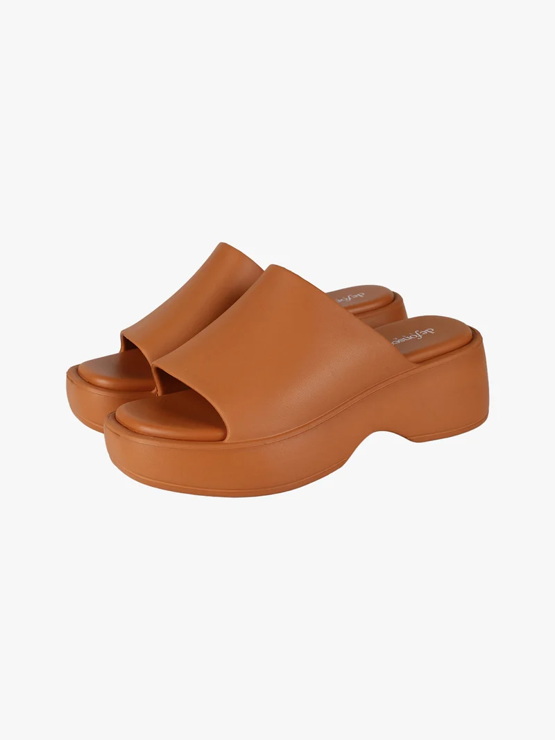 Ciabatte donna con platform - cuoio