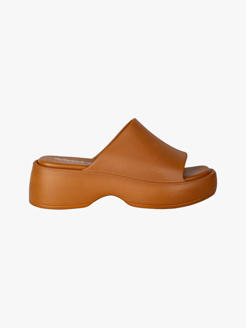 Ciabatte donna con platform - cuoio