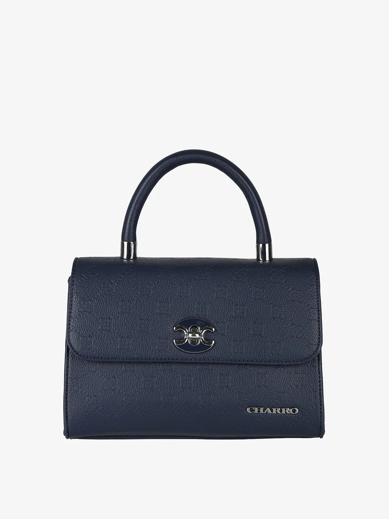 Borsa a mano da donna con patta e chiusura a girello - blu scuro