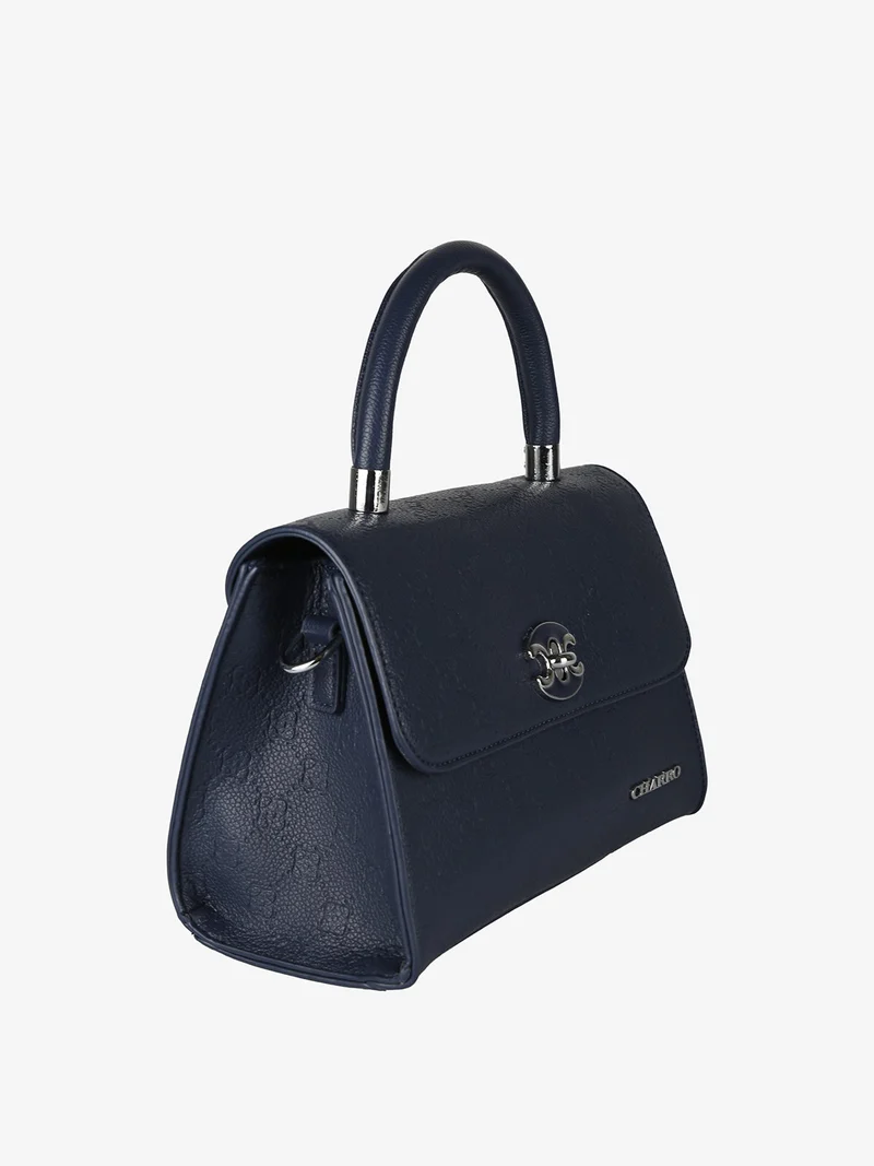 Borsa a mano da donna con patta e chiusura a girello - blu scuro