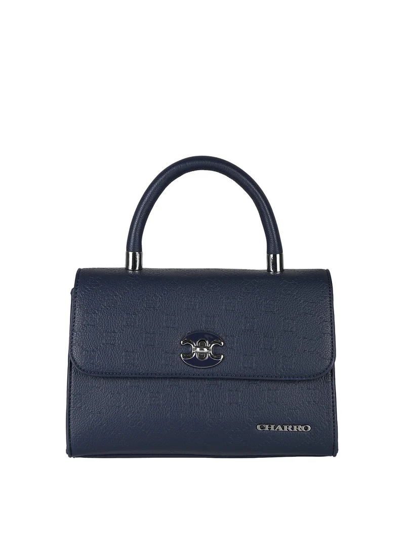 Borsa a mano da donna con patta e chiusura a girello - blu scuro